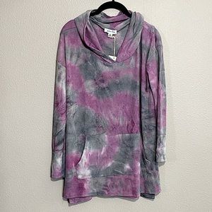 NWT Grace & Lace Waffle Purple Tie-Dye Hoodie Size XL